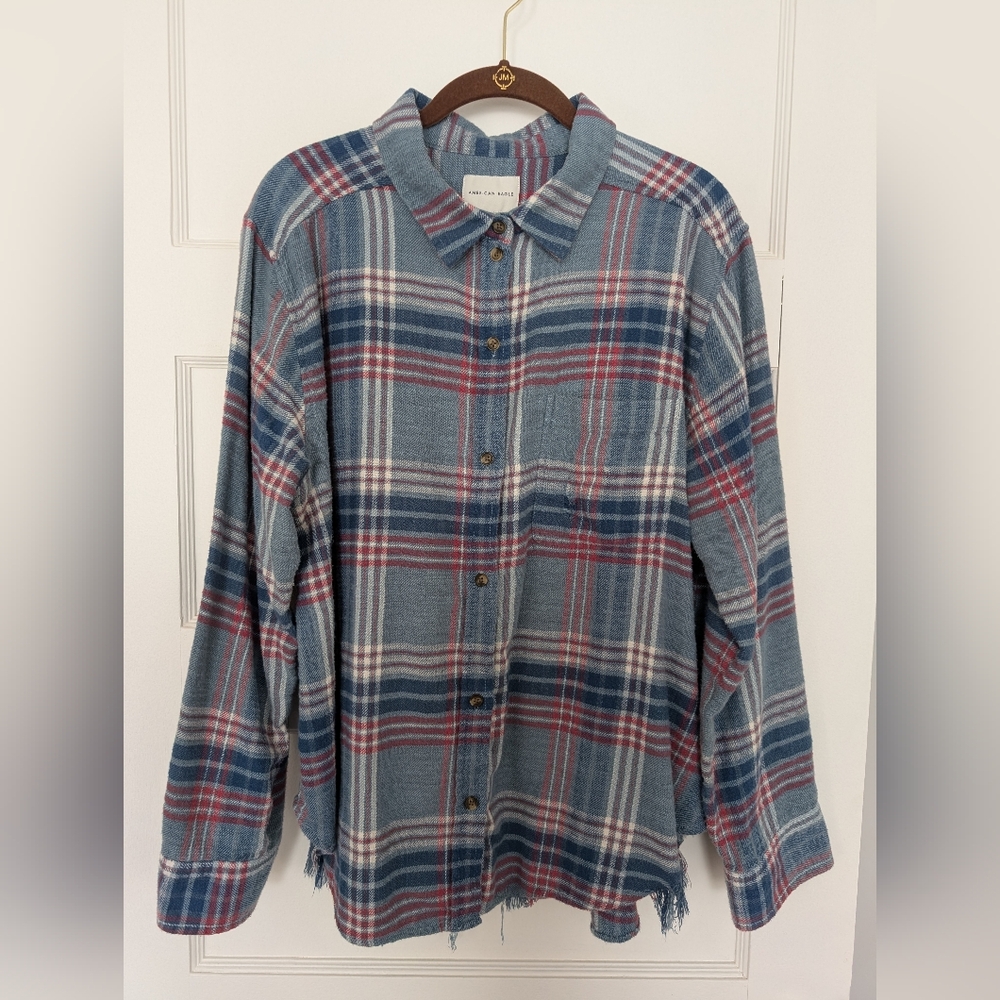 American Eagle Outfitters Oversized Flannel Button-Down Shirt